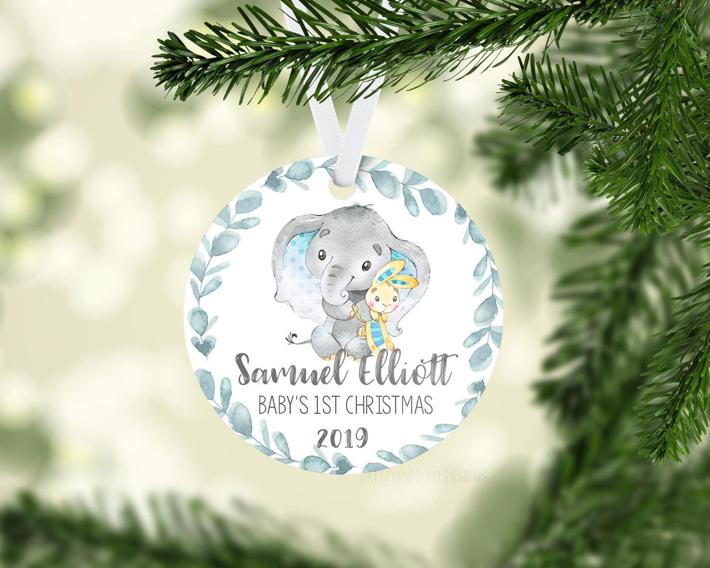 Elephant Baby 1st Christmas Ornament