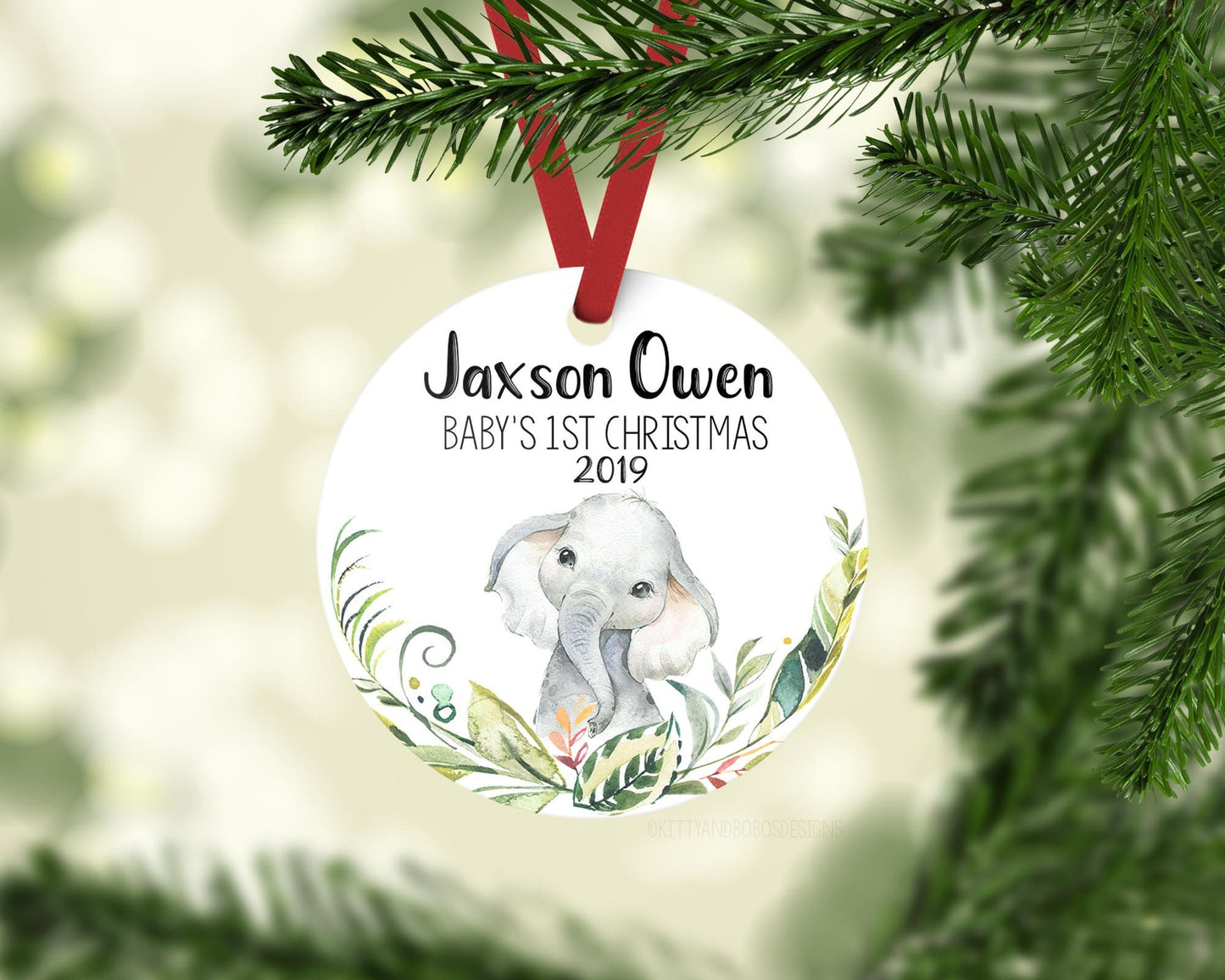 Elephant Baby 1st Christmas Ornament