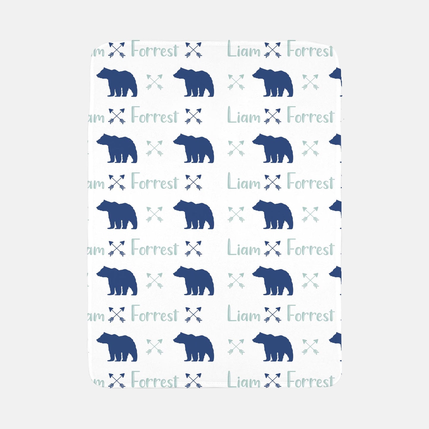 Navy and Mint Bear Mountain Baby swaddle Blanket, M15