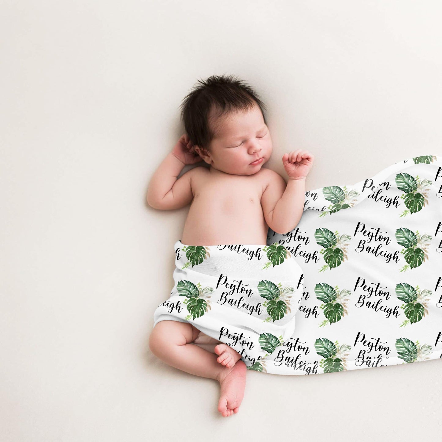 Palm Leaves Baby Swaddle Blanket, Tropical Bedding F55