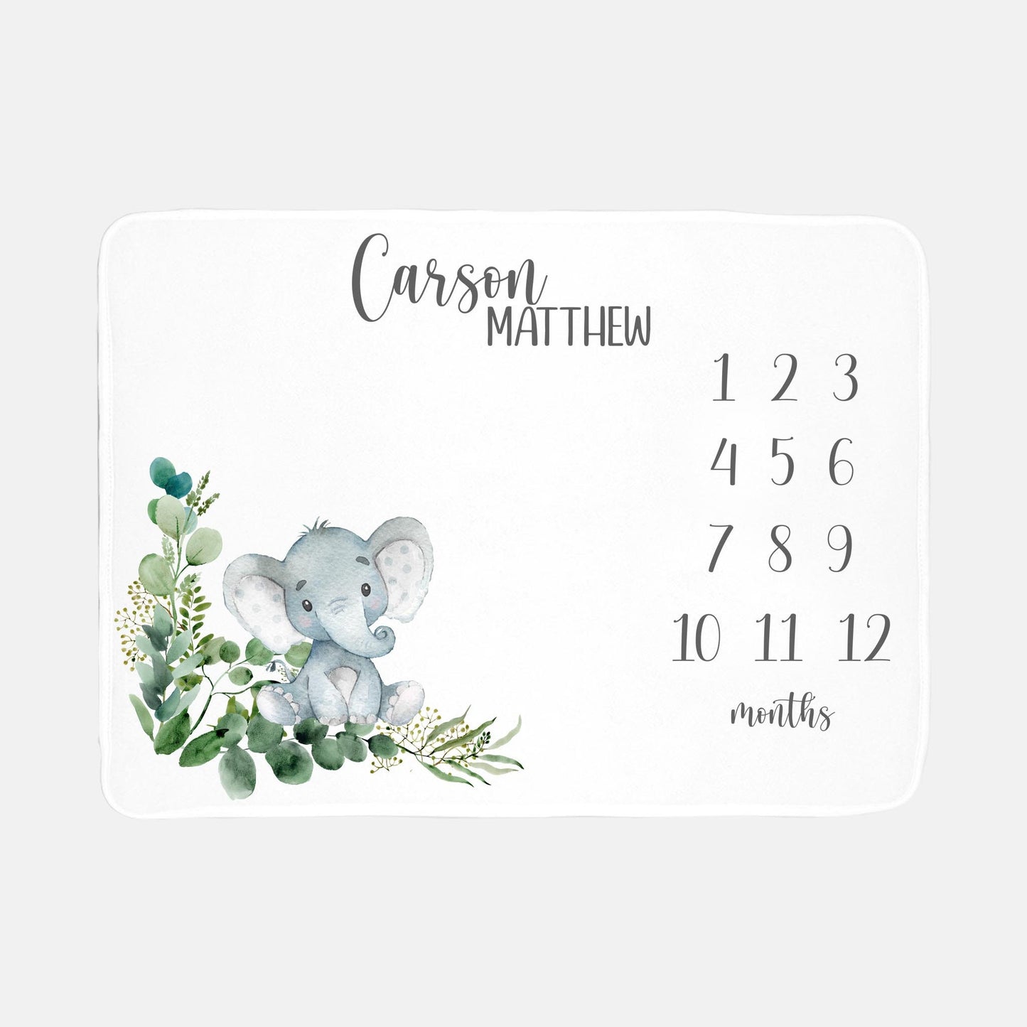 Safari Elephant Baby Boy Milestone Blanket, S6