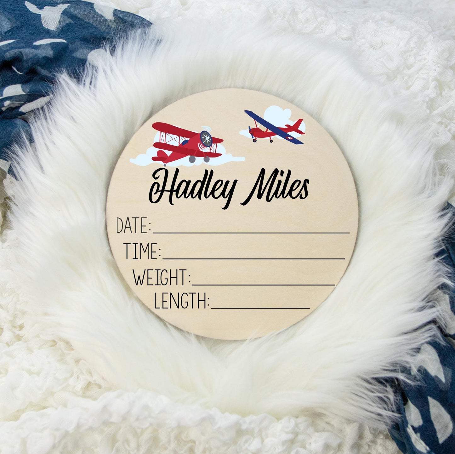 Airplane Wood Baby Birth Stat Sign, T50