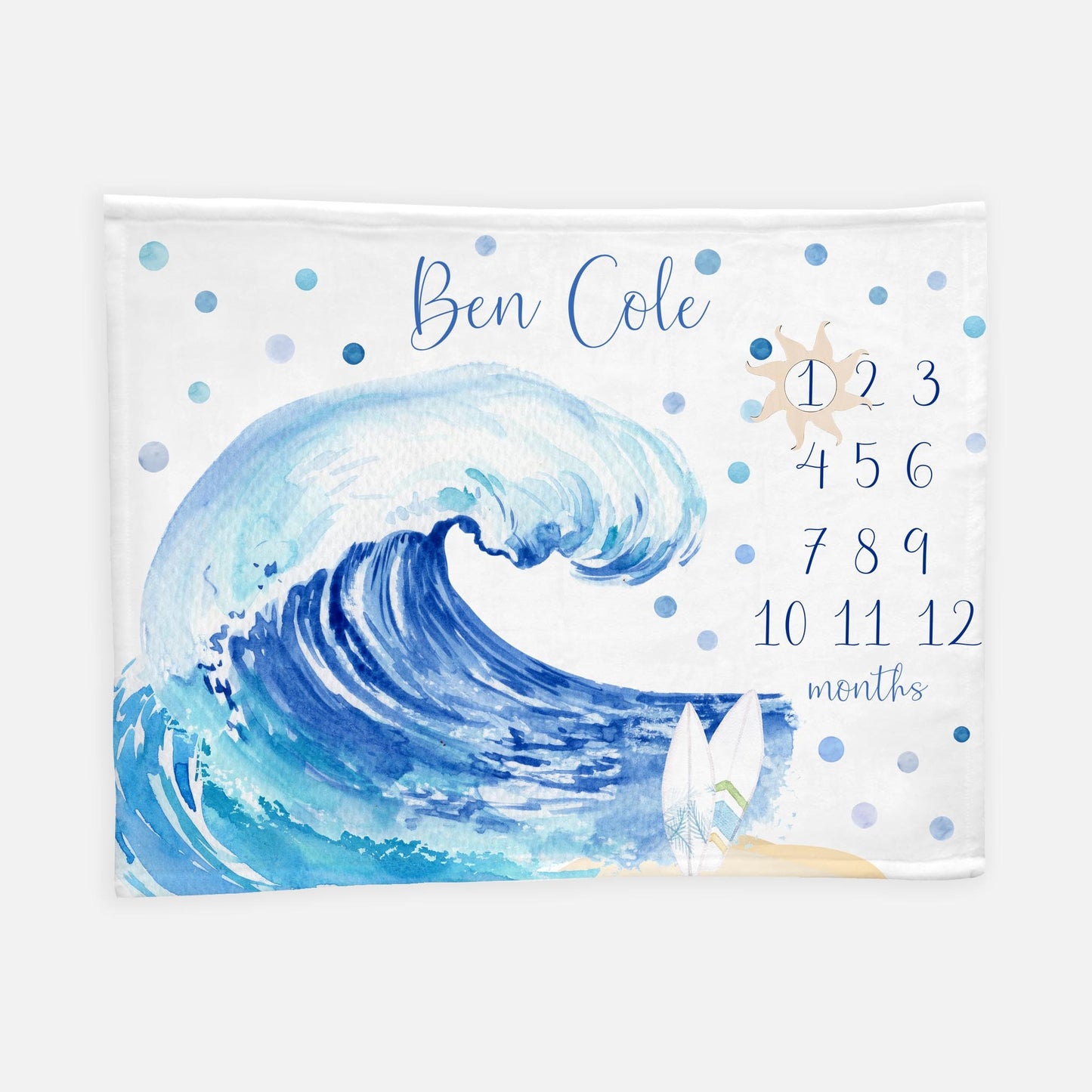 Surfer Milestone Blanket, Ocean Sea Milestone Blanket O1