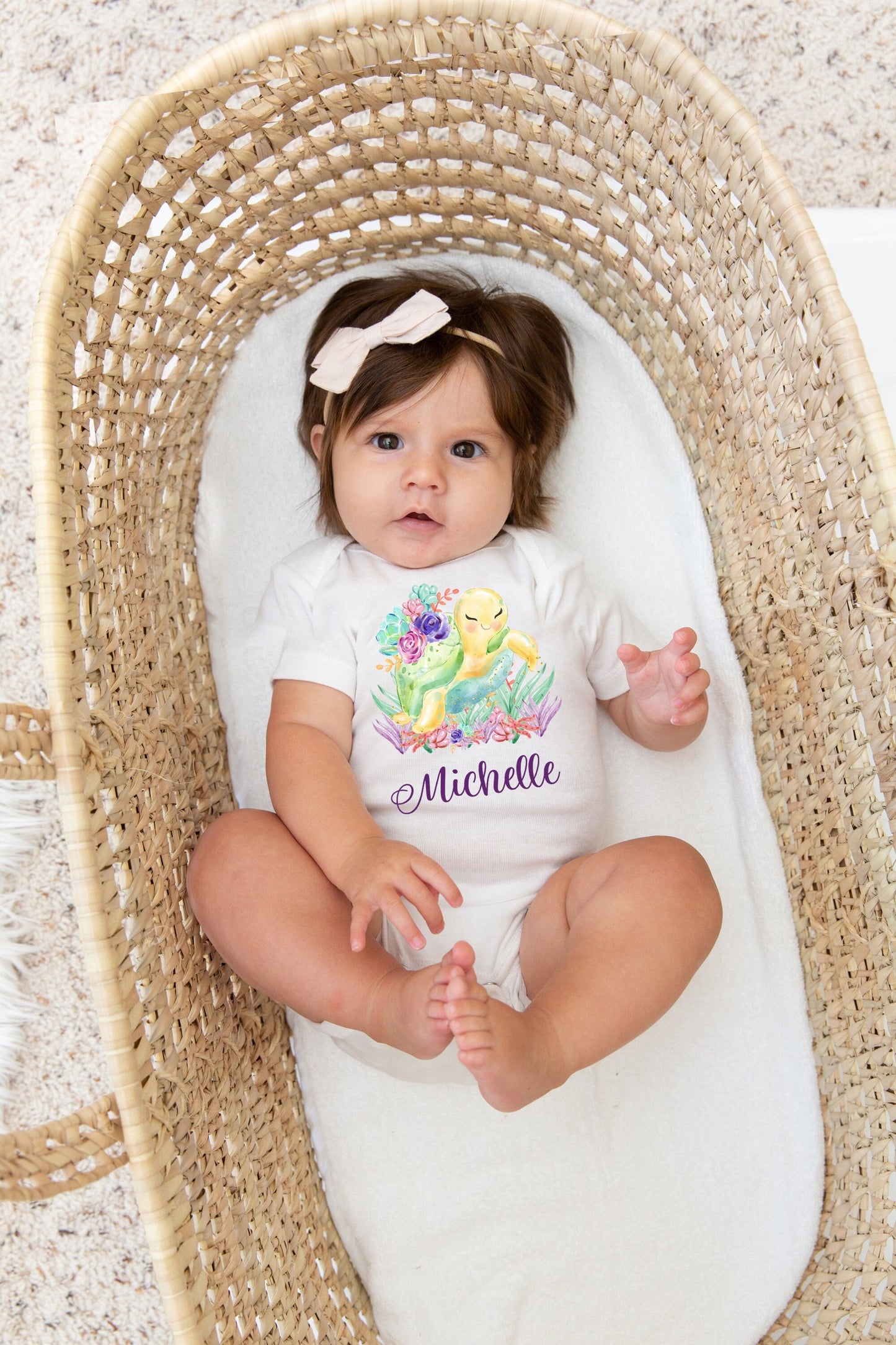 Turtle Baby Bodysuit, Sea Life Theme O7