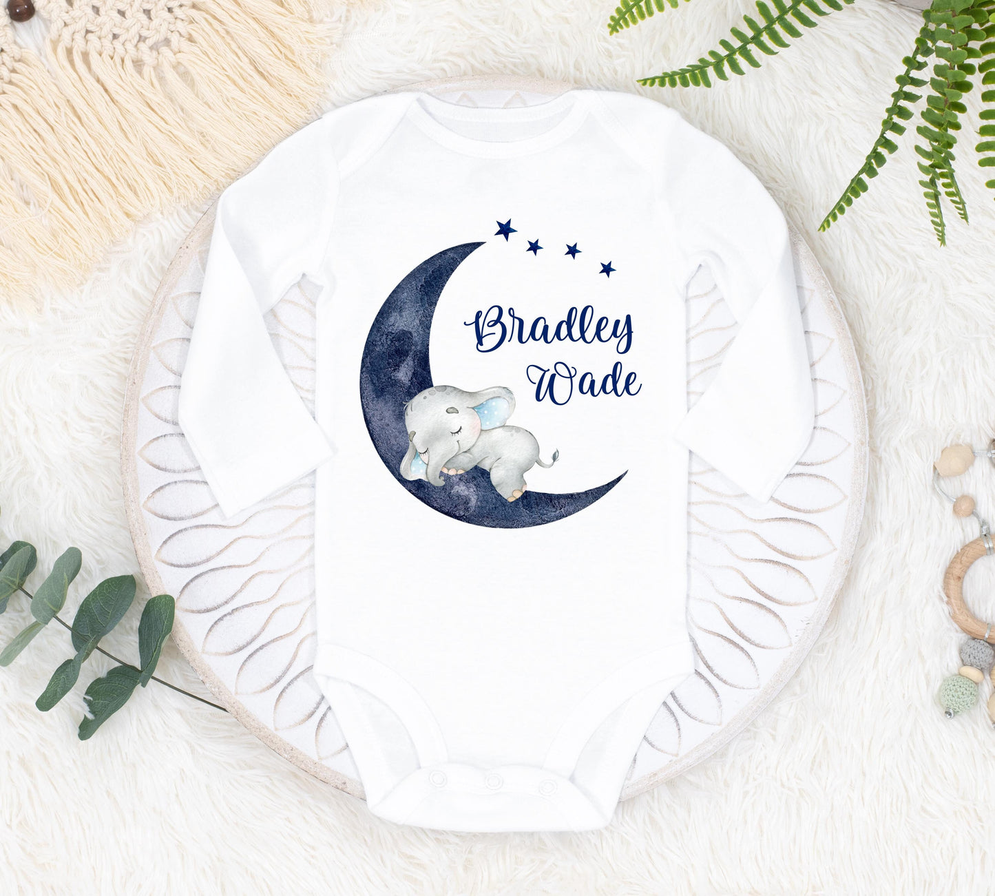 Elephant Moon Baby Bodysuit, T9