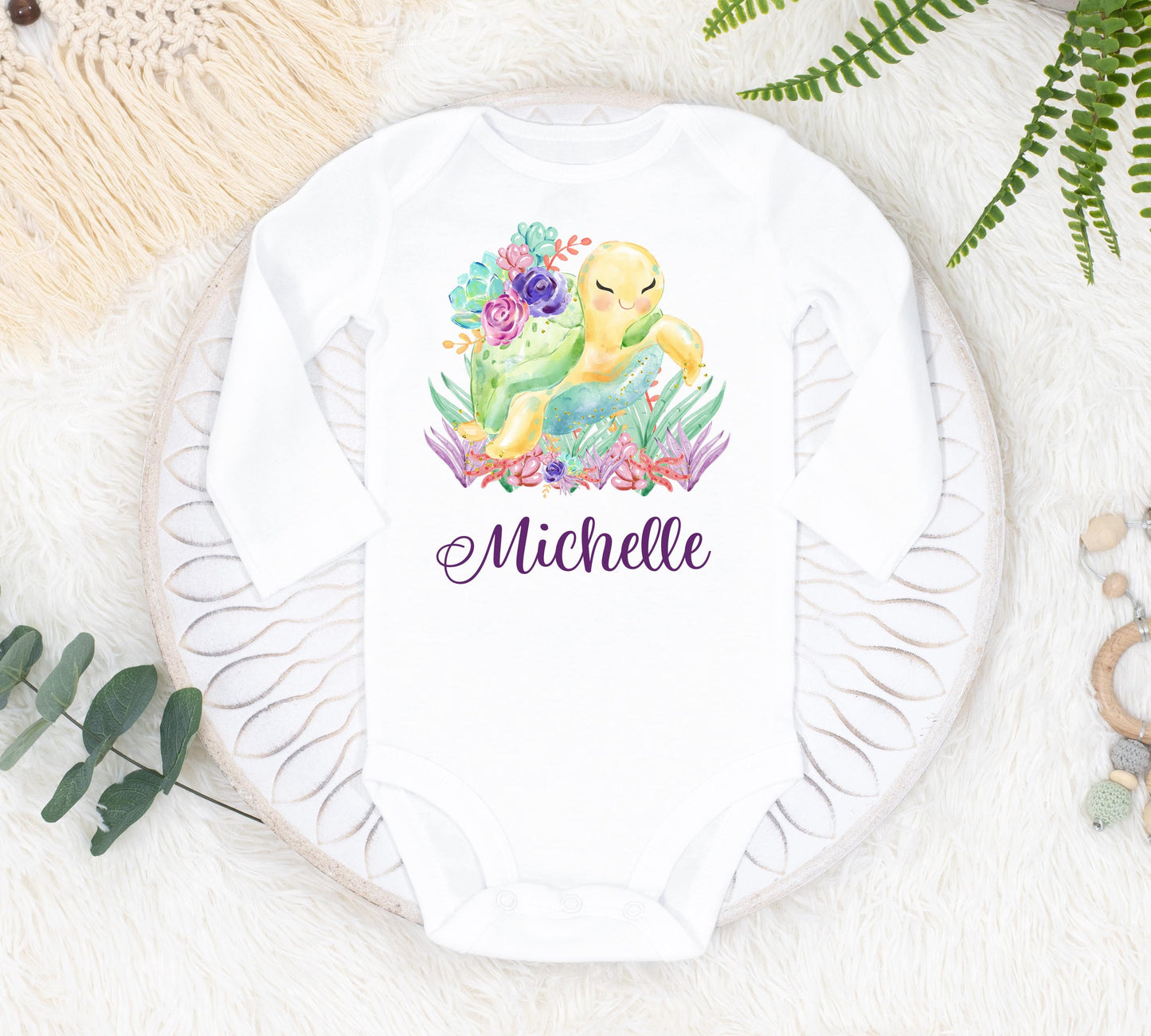 Turtle Baby Bodysuit, Sea Life Theme O7