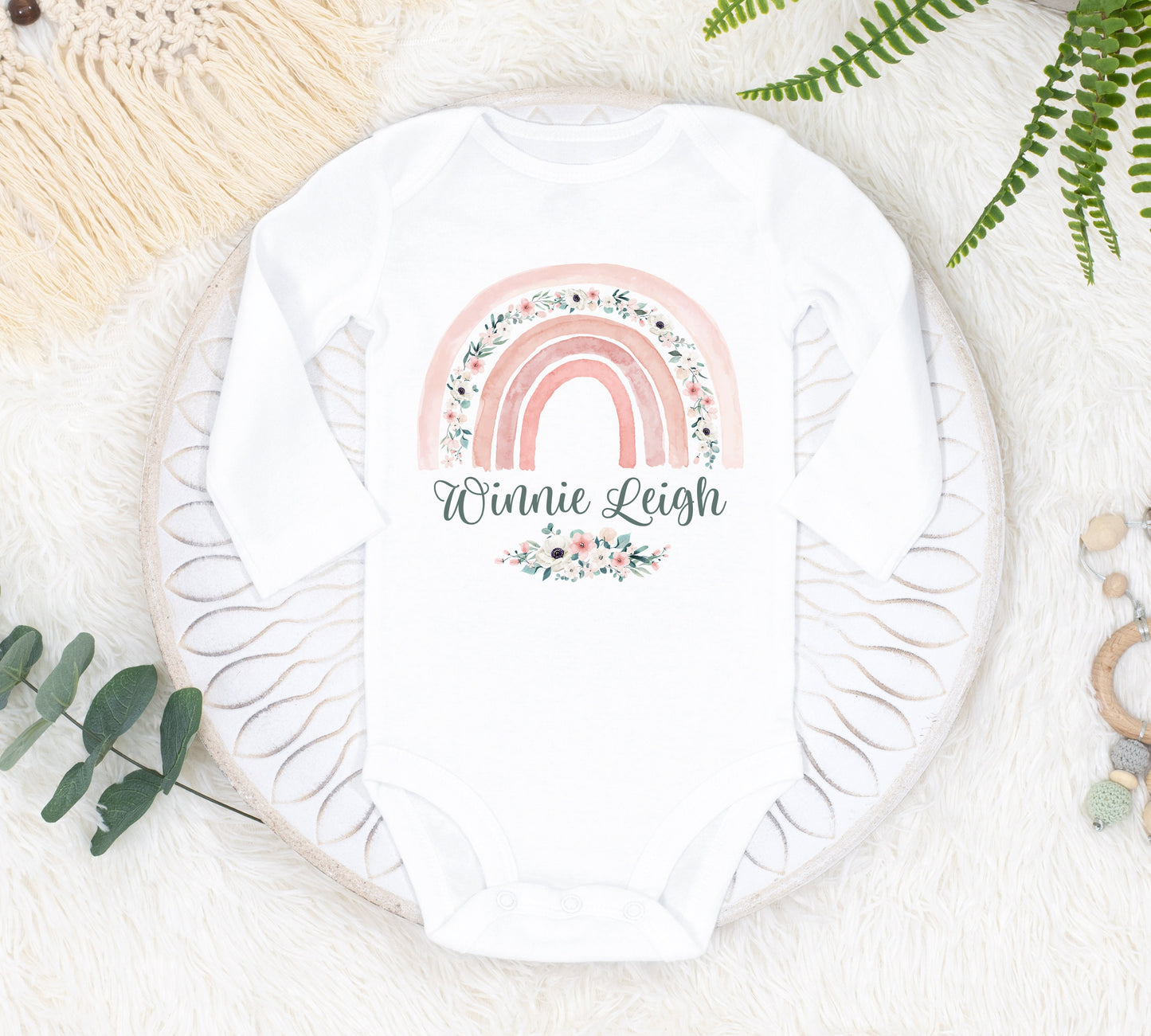Floral Rainbow Baby Bodysuit, T26