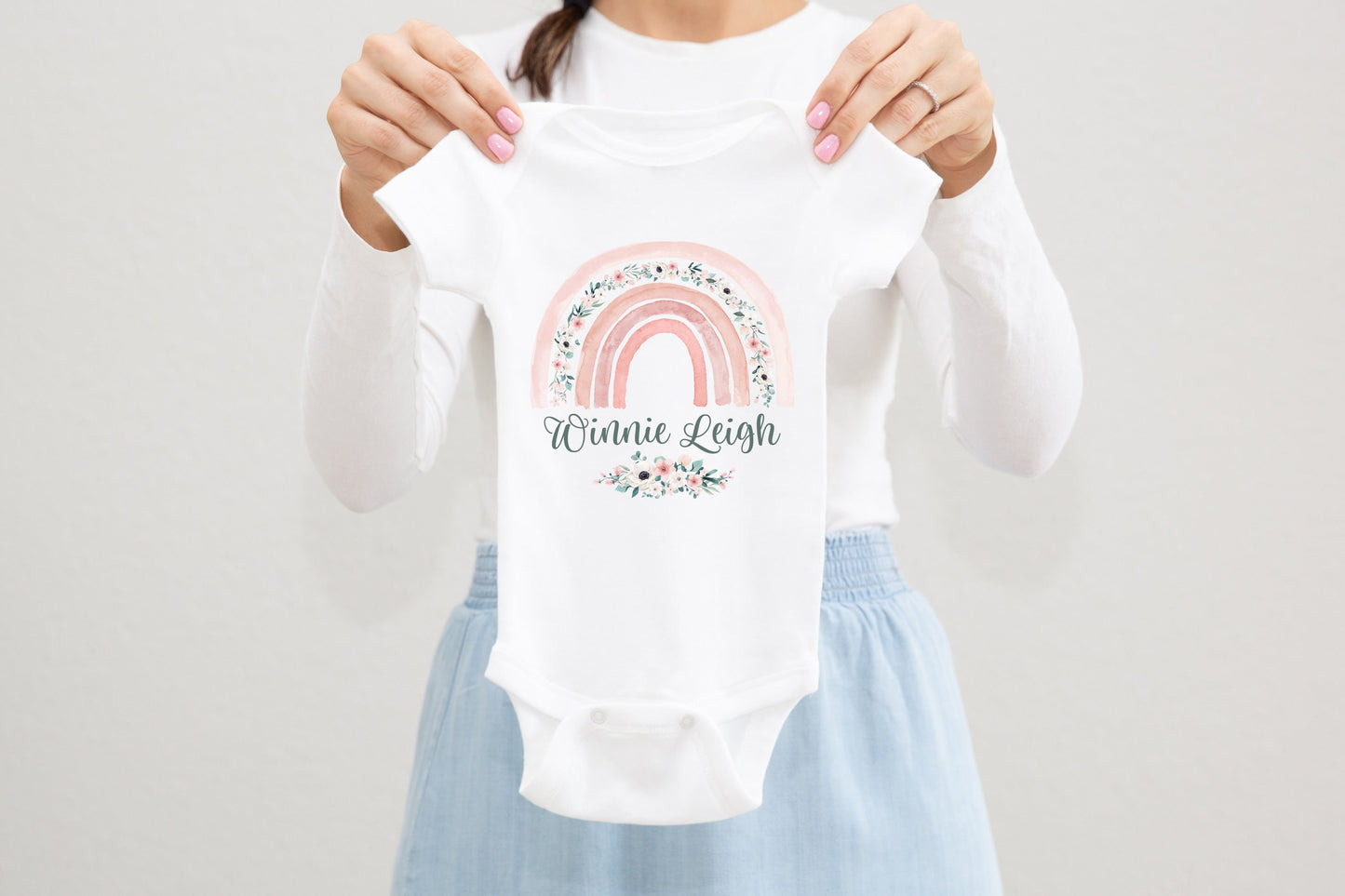 Floral Rainbow Baby Bodysuit, T26