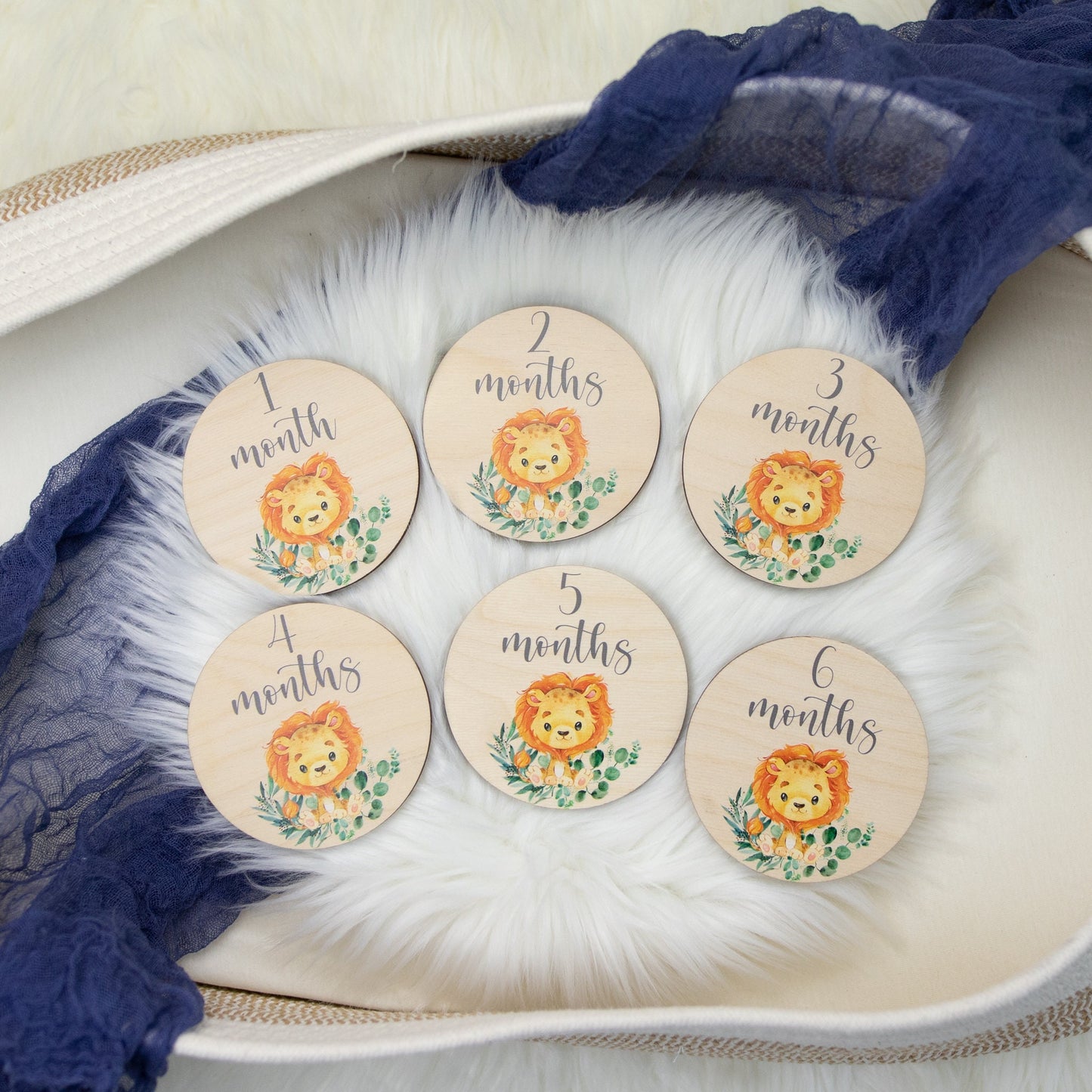 Lion Milestone Cards, Wood S8