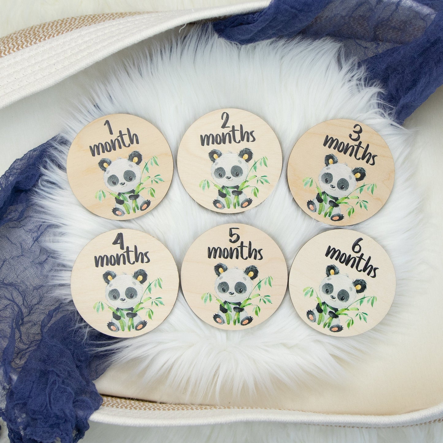 Panda Milestone Cards, Wood Markers W19