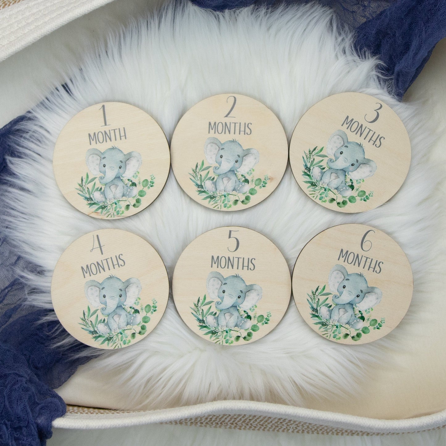 Elephant Wood Milestone Cards, S6