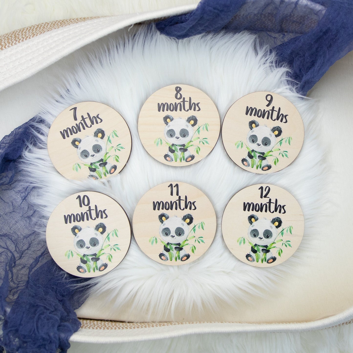Panda Milestone Cards, Wood Markers W19