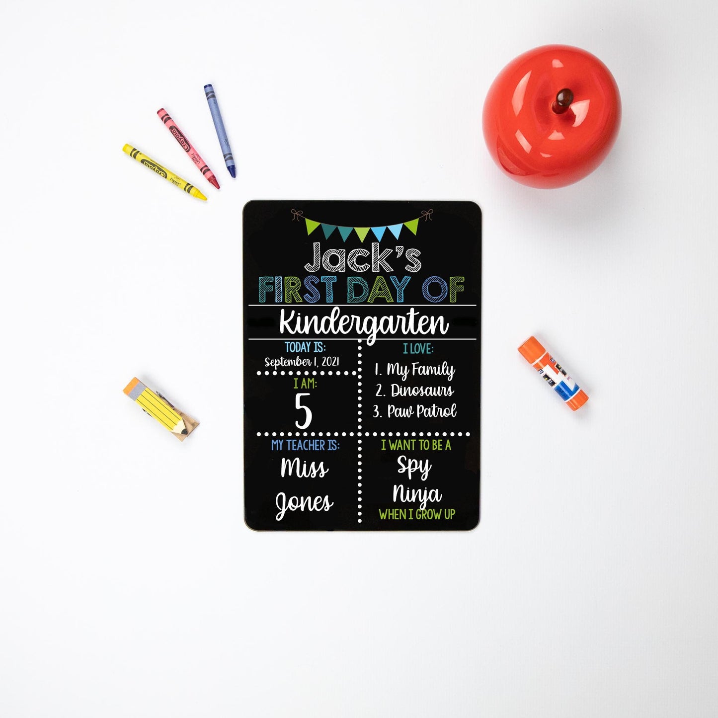 Reusable First and Last Day of School Sign, Liquid Chalk, Blue Teal