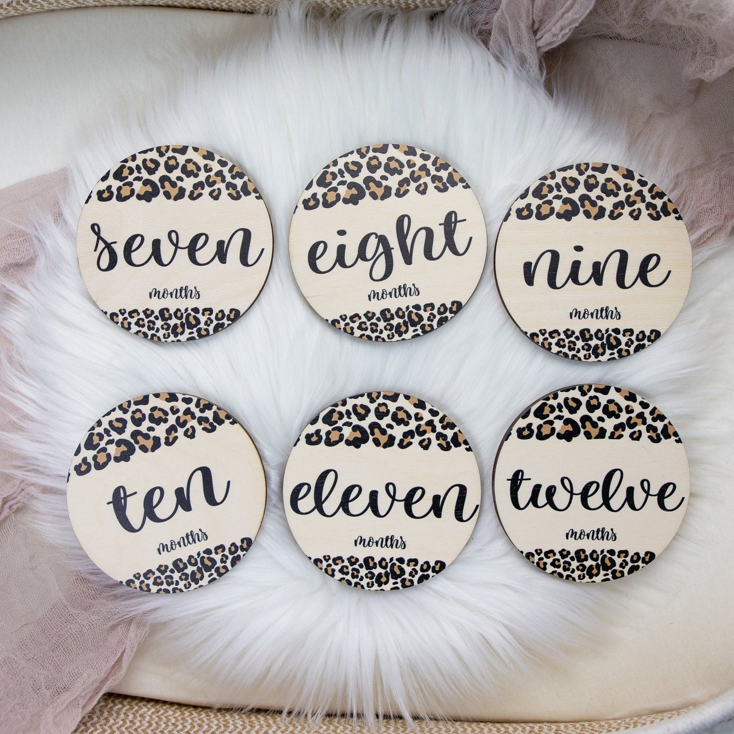 Leopard Print Wood Milestone Cards, G84