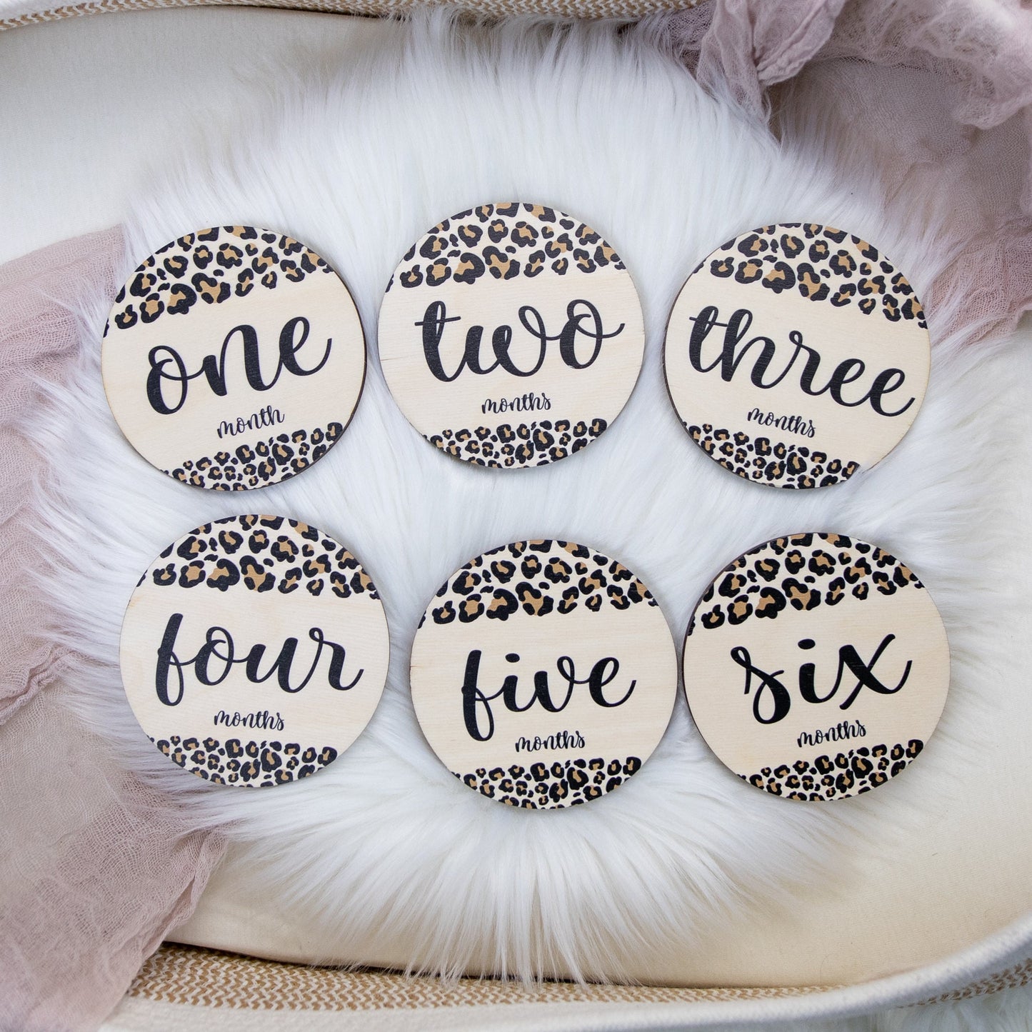 Leopard Print Wood Milestone Cards, G84