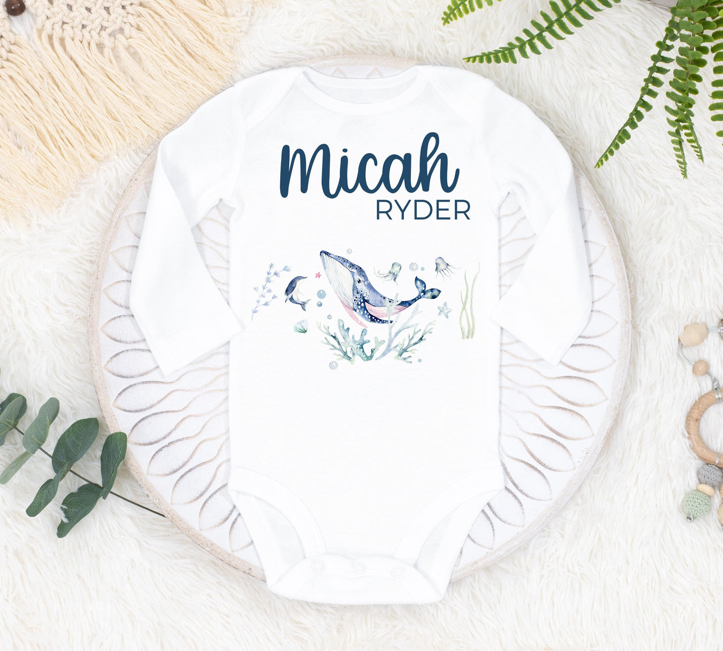 Under The Sea Baby Bodysuit, Whale Baby Outfit O25