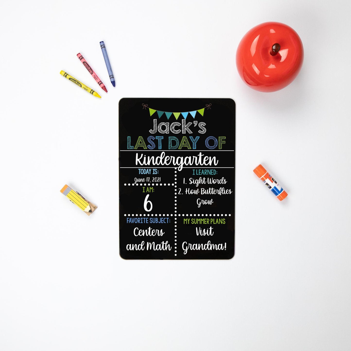 Reusable First and Last Day of School Sign, Liquid Chalk, Blue Teal
