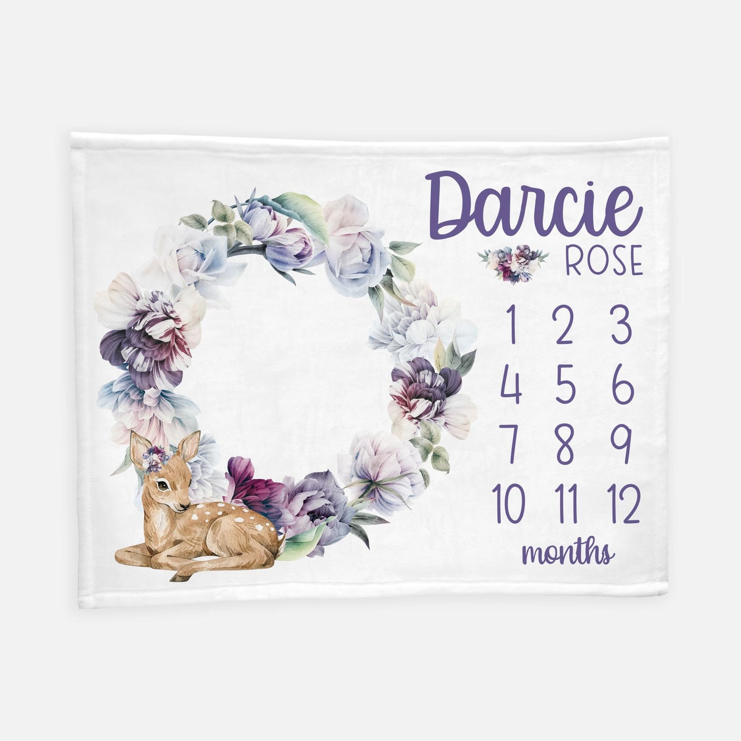 Fawn Woodland Milestone Baby Girl Blanket, W33
