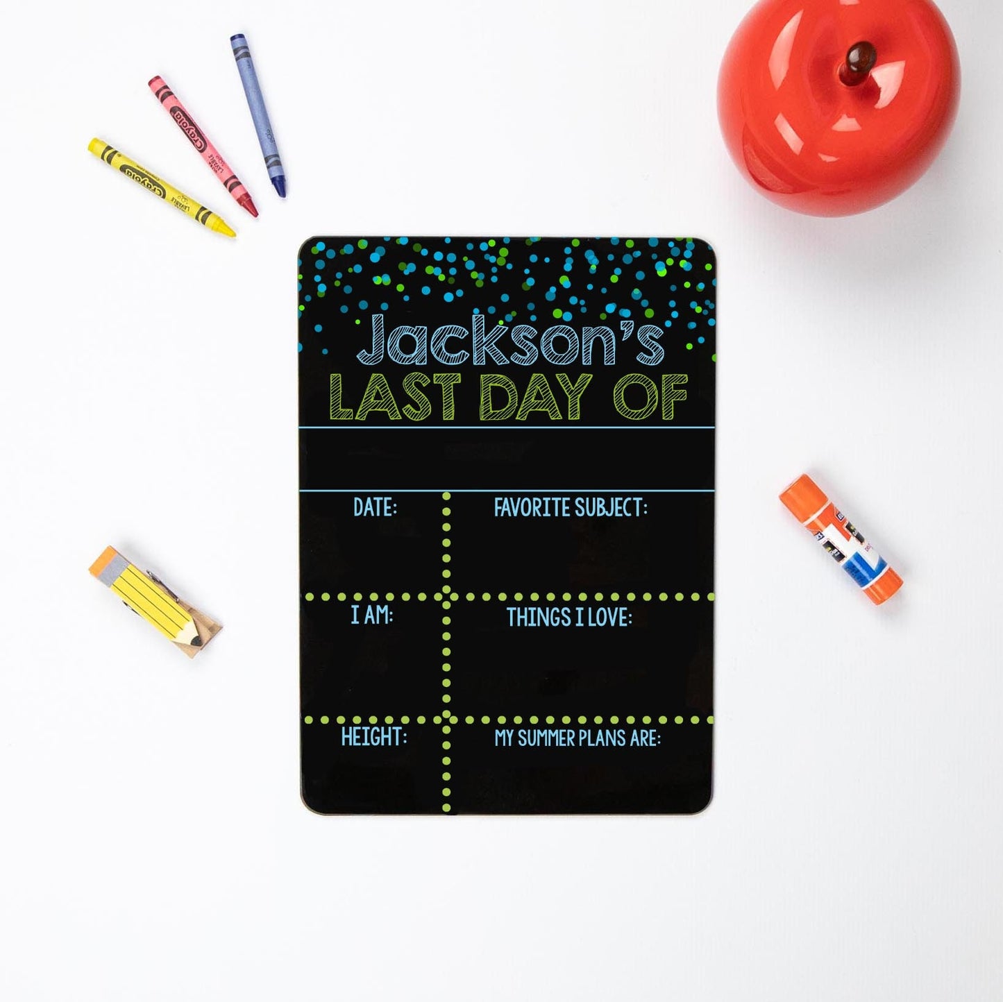 First and Last Day of School, Liquid Chalk Dry Erase School Board, Blue and Green