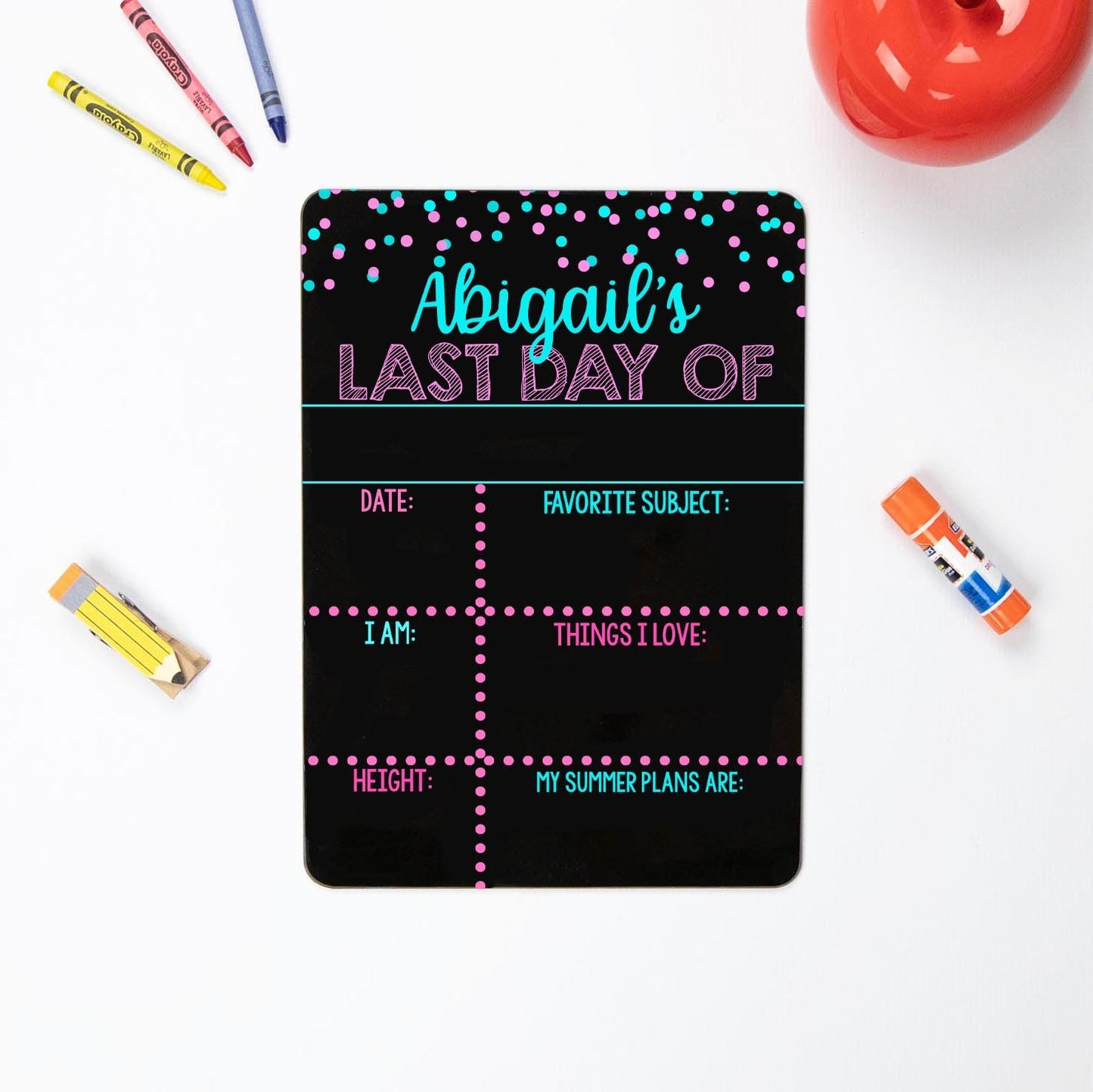 Reusable First and Last Day of School Sign, Liquid Chalk Blue and Pink