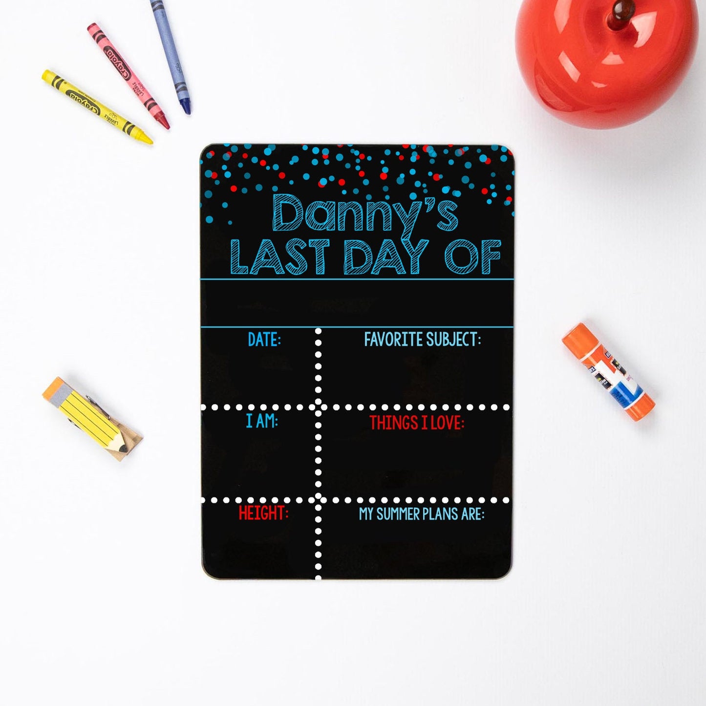 Reusable First and Last Day of School Sign, Red and Blue
