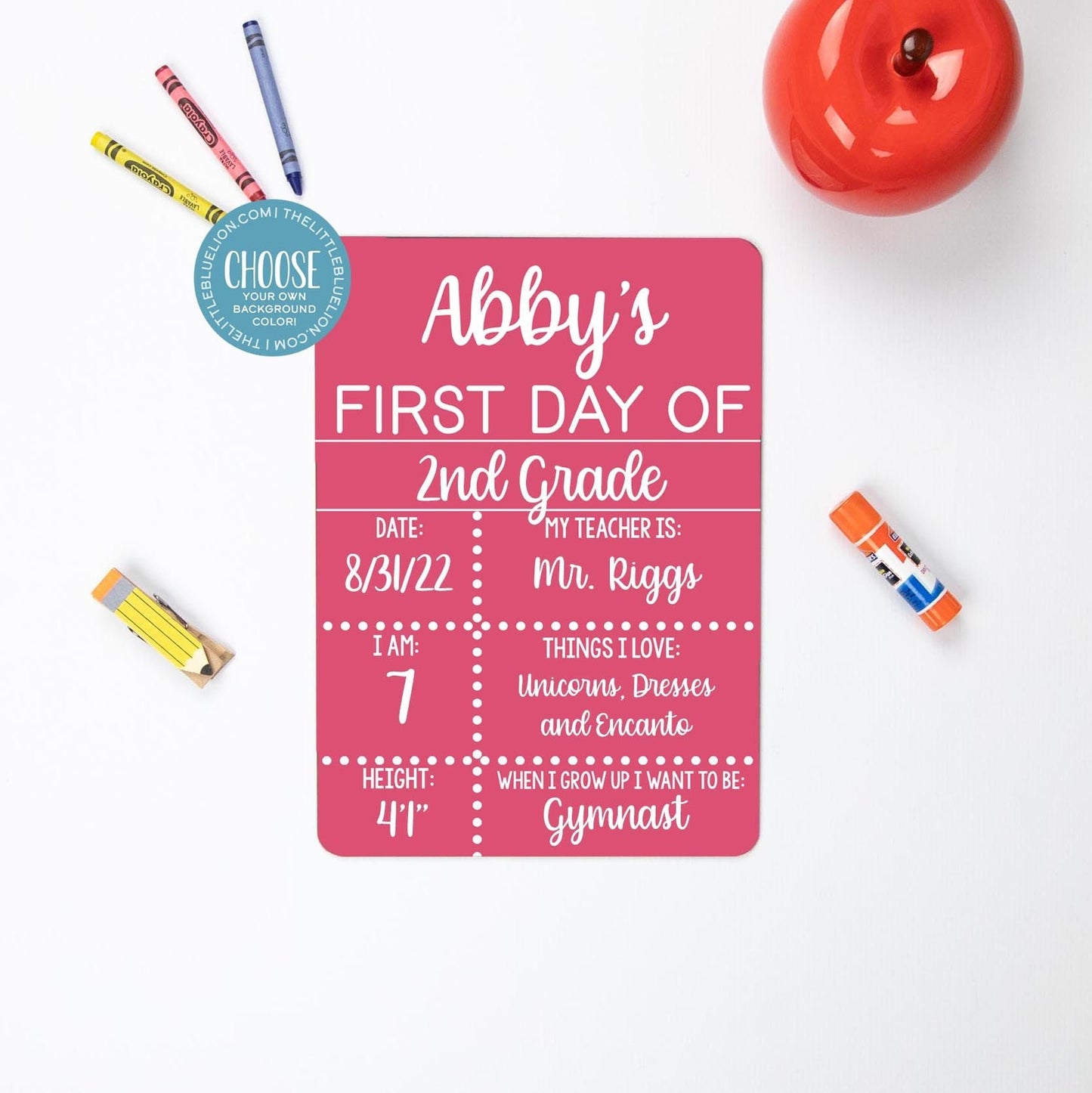 First Day of School Liquid Chalk Sign, Choose Your Own Color School Sign