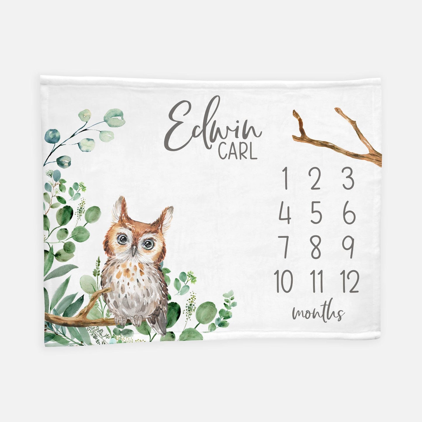 Owl Milestone Blanket,Woodland Boy W37