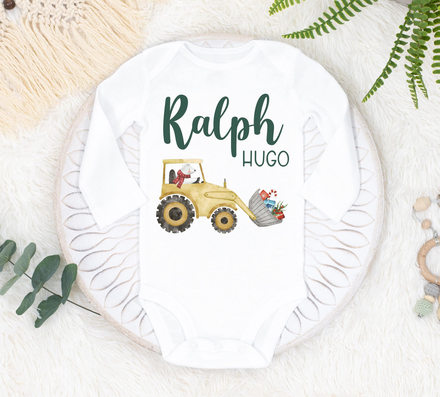Christmas Construction Baby Bodysuit, B44