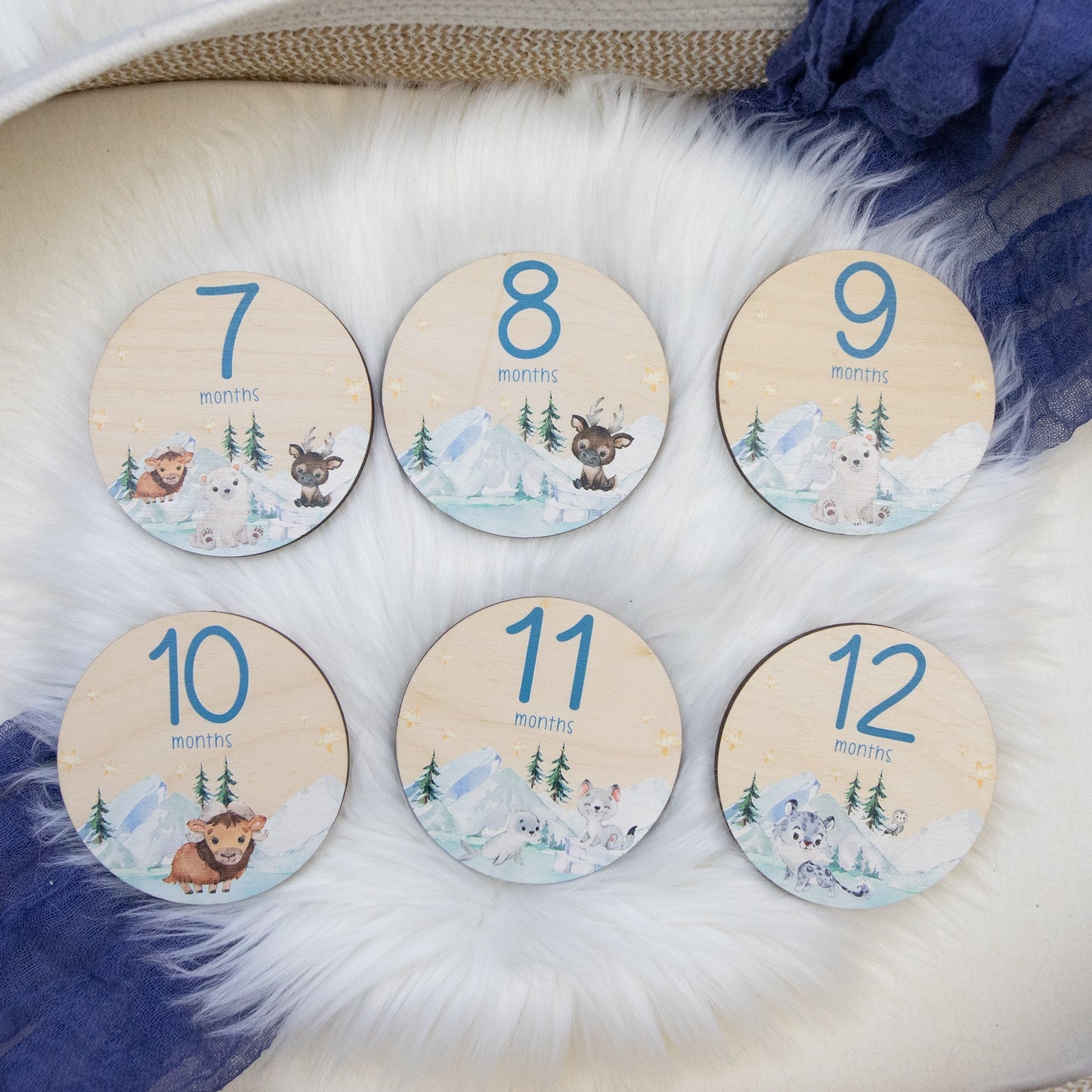 Arctic Animal Wood Milestone Cards, B45