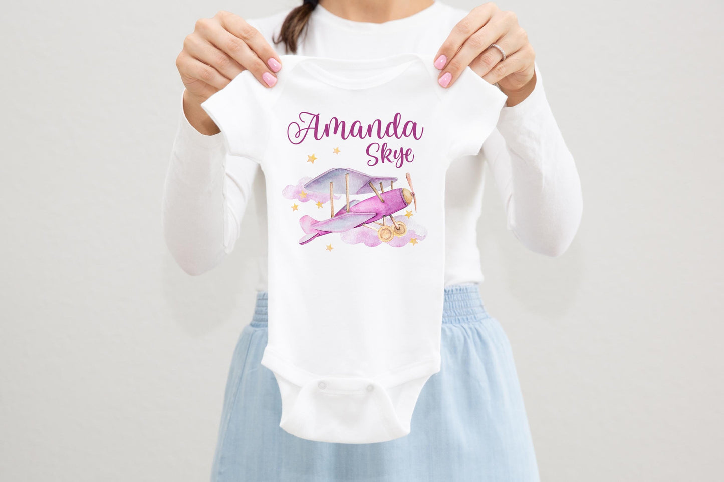 Pink Airplane Baby Bodysuit, T24