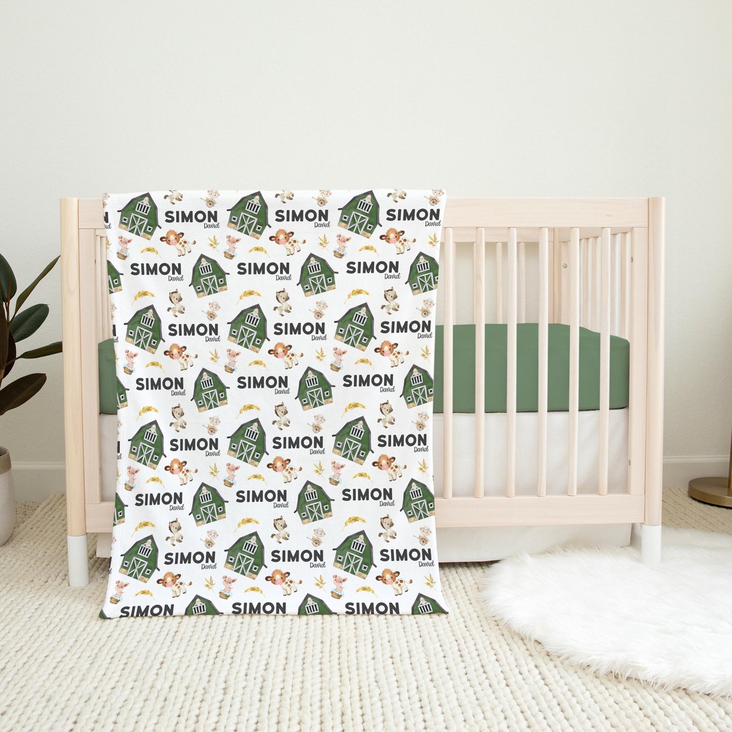 Farm Swaddle Set, Cow Pig Barn Horse Blanket C28