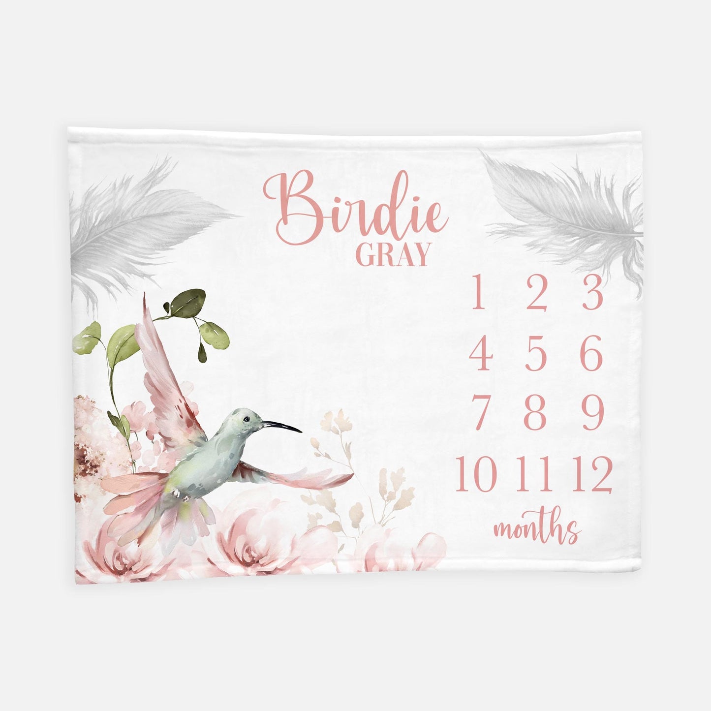 Bird Baby Girl Milestone Blanket, Hummingbird Baby Blanket, G41