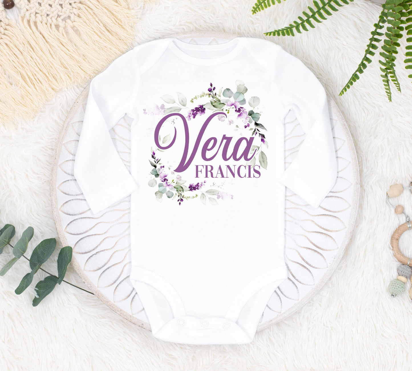 Lavender Bouquet Baby Bodysuit, Violets F89