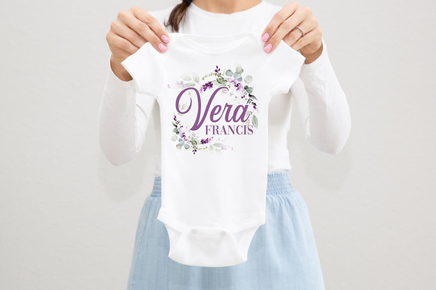 Lavender Bouquet Baby Bodysuit, Violets F89