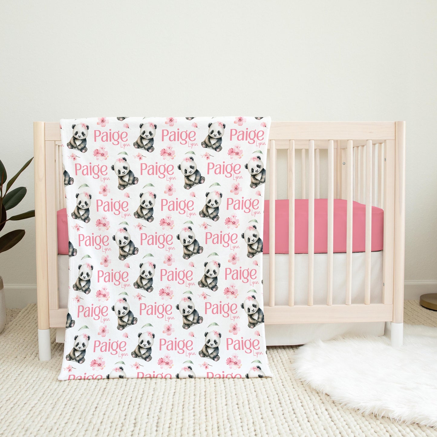 Panda Bear Swaddle Set, Cherry Blossom W46