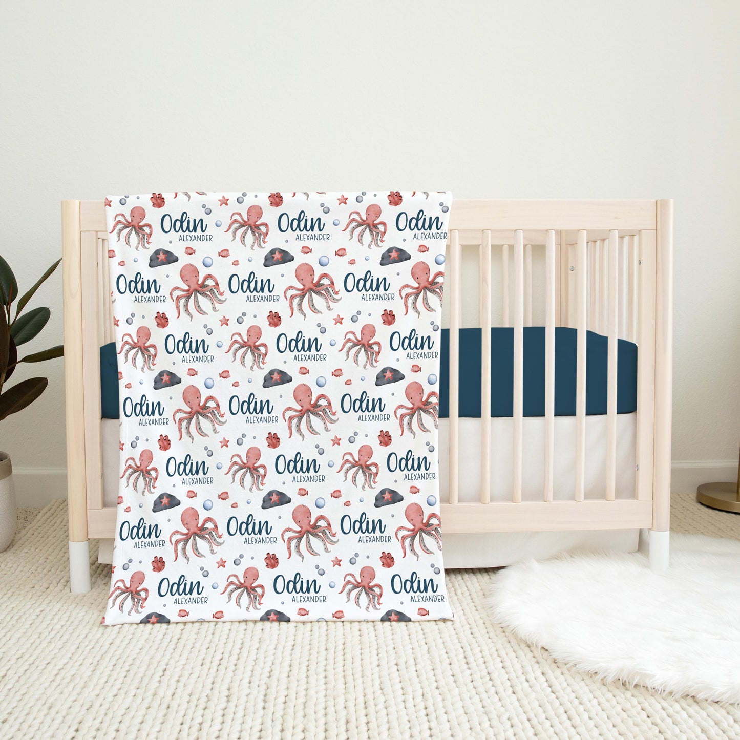 Octopus Swaddle Set, Ocean Life Bedding O38
