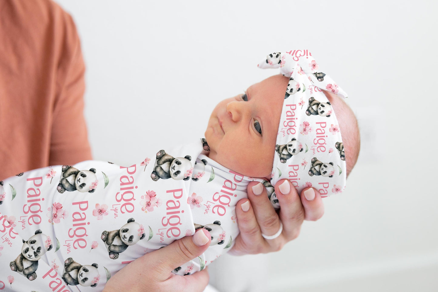 Panda Bear Swaddle Set, Cherry Blossom W46