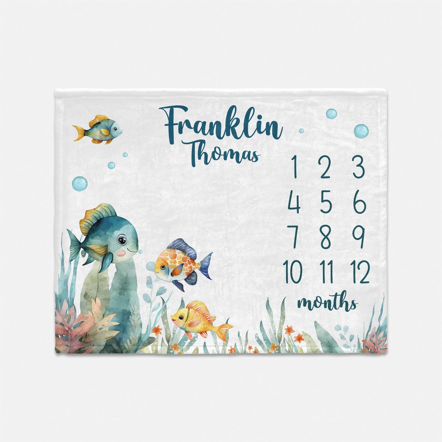 Fish Baby Milestone Blanket, O36