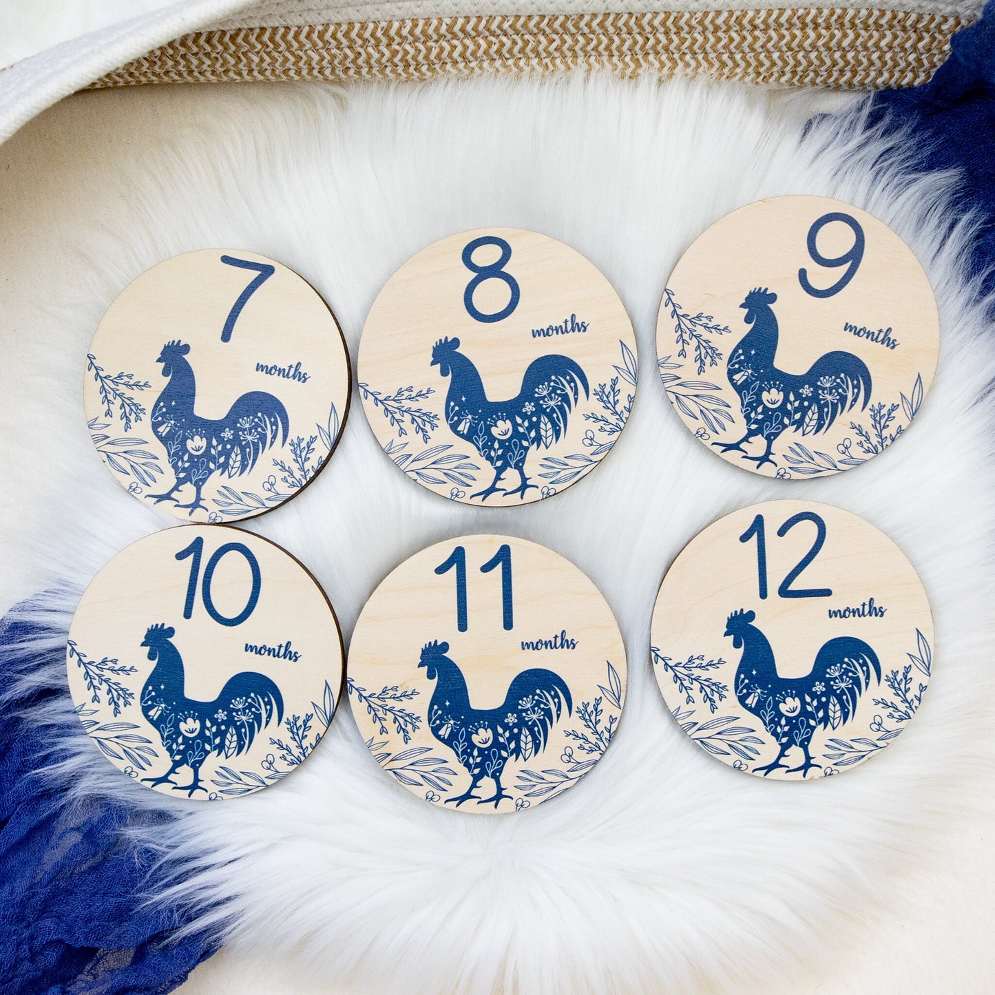 Rooster Milestone Cards, Wood Farm Theme C24