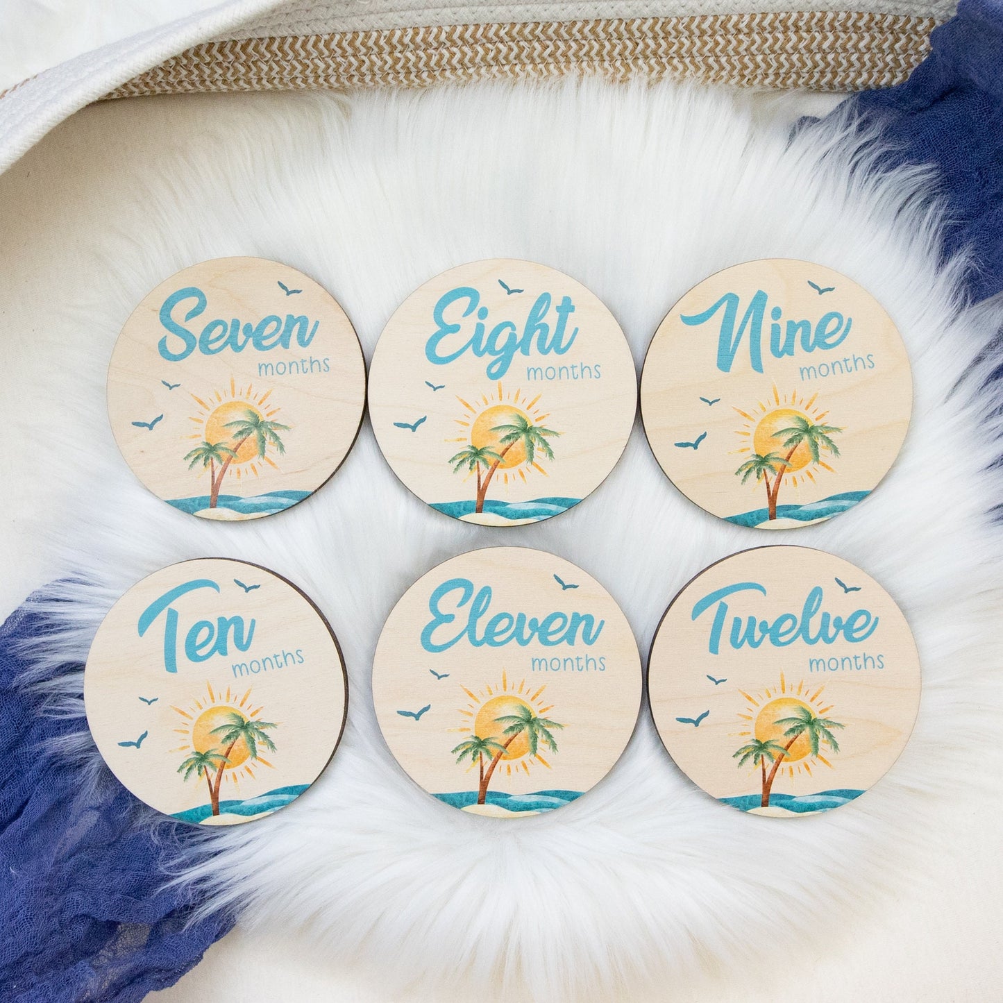 Baby Ocean Waves Wooden Milestone Cards, T61