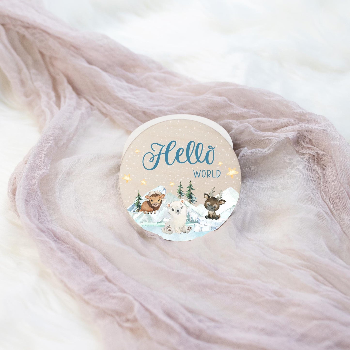 Arctic Animal Wood Milestone Cards, B45
