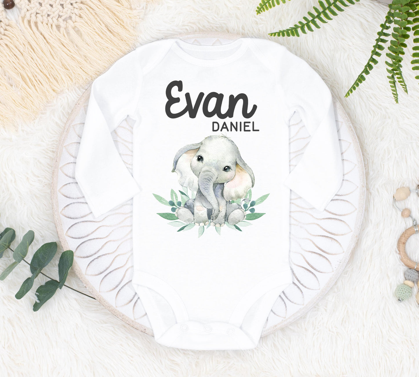 Elephant Baby Boy Bodysuit, S61