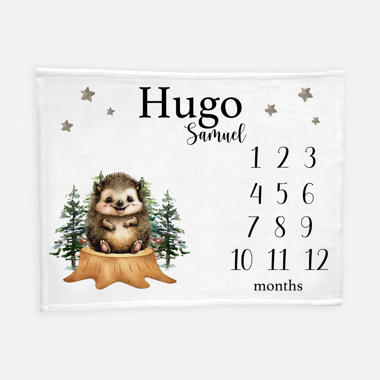 Hedgehog Baby Milestone Blanket, Woodland W55