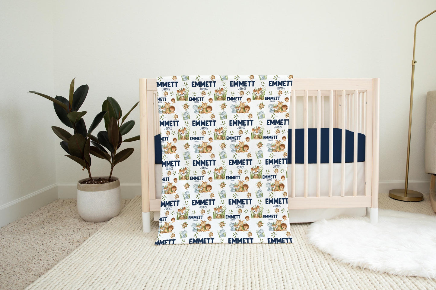 Safari Blanket, Lion, Elephant, Giraffe, Tiger Swaddle Set S63