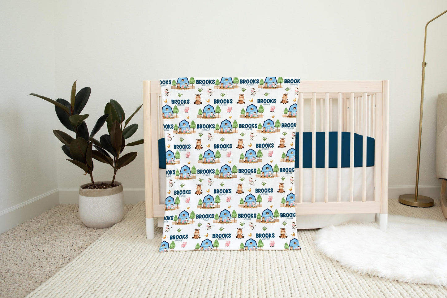 Farm Swaddle Set, Cow Pig Barn Horse Blanket C41
