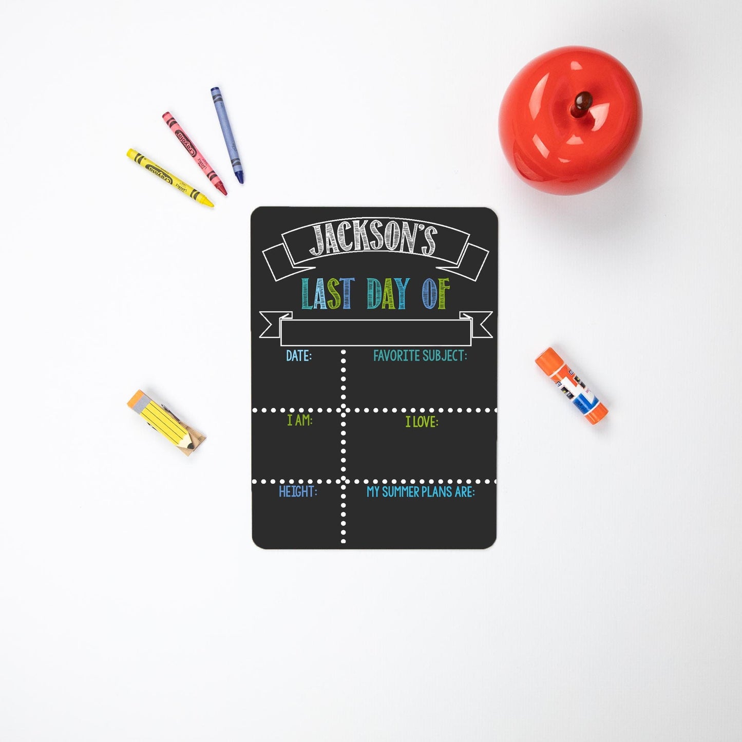 Reusable First and Last Day of School Sign, Blue Teal