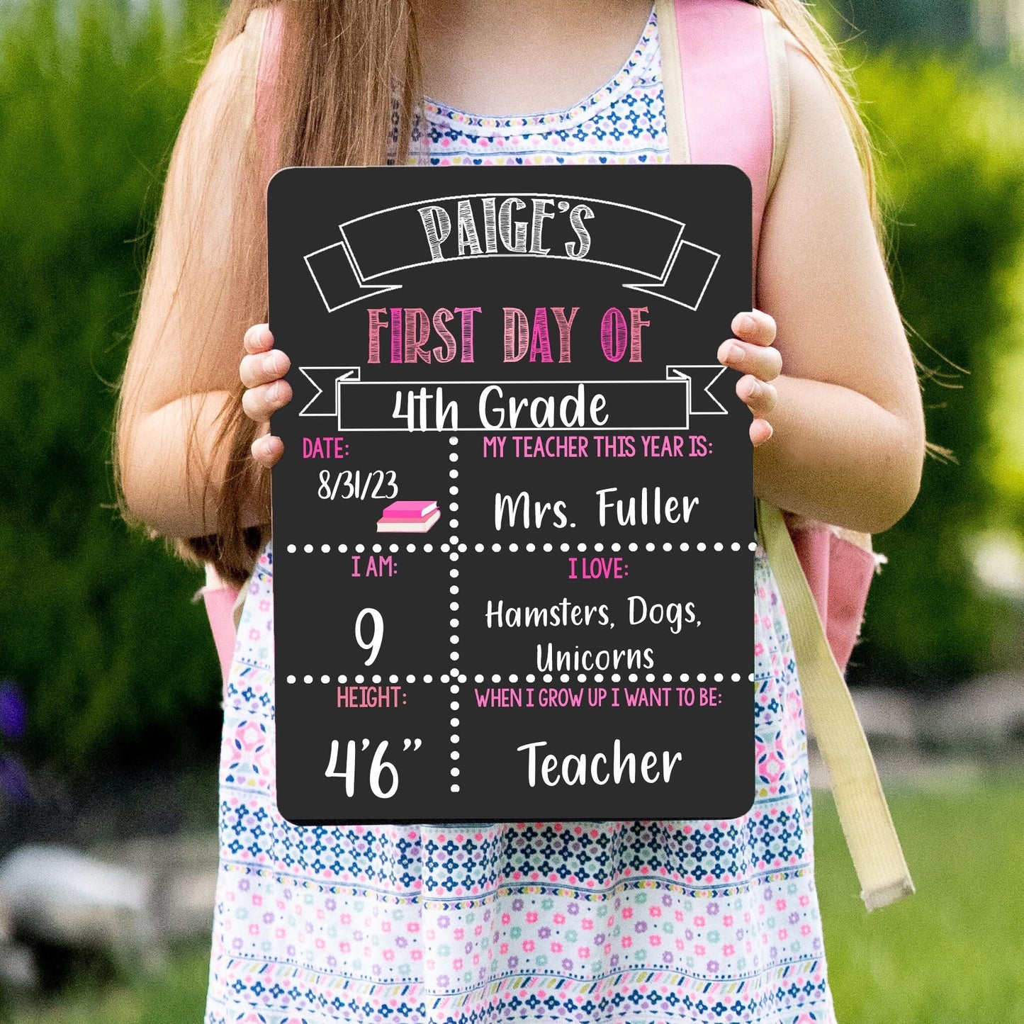 First and Last Day of School Sign, Liquid Chalk Dry Erase School Board, Pink