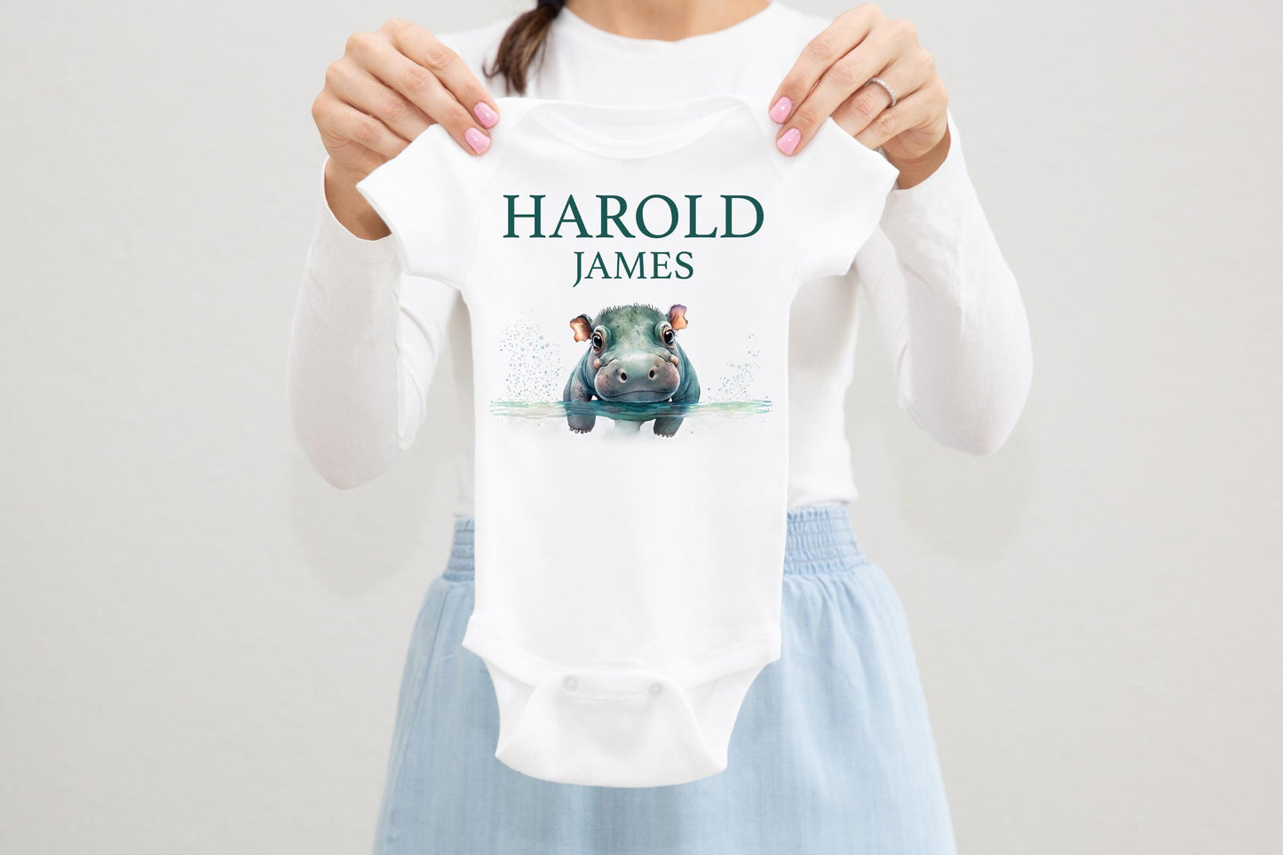 Hippo Baby Bodysuit, Purple Girl S65