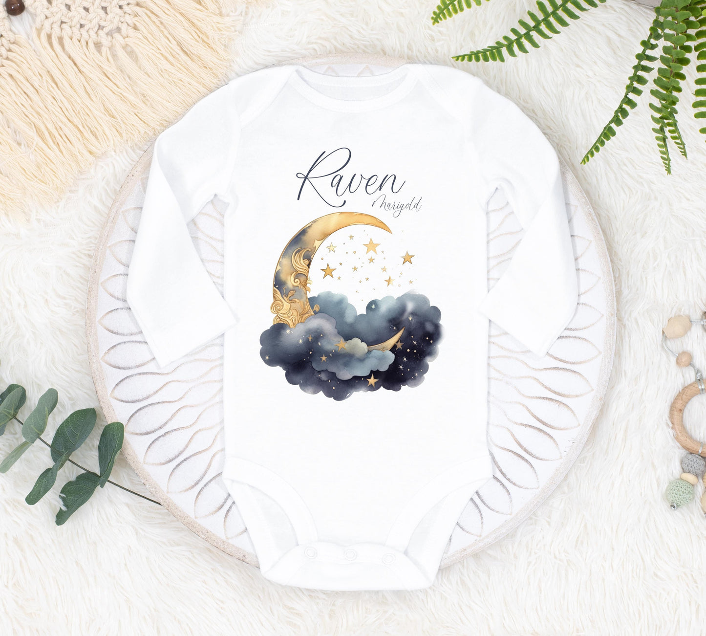 Luna Baby Bodysuit, Blue Moon T64