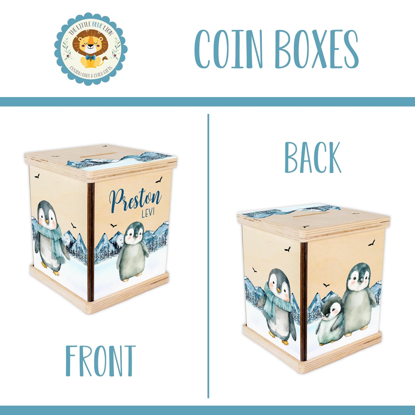 Penguin Piggy Bank, Baby Boy, B61